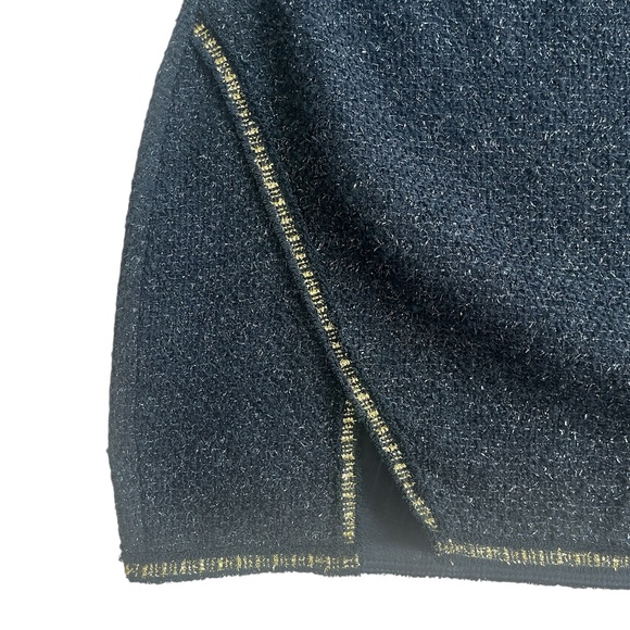 ZARA Black Tweed Gold Accent One-Shoulder Mini Dress Sz XXL - Picture 5 of 10